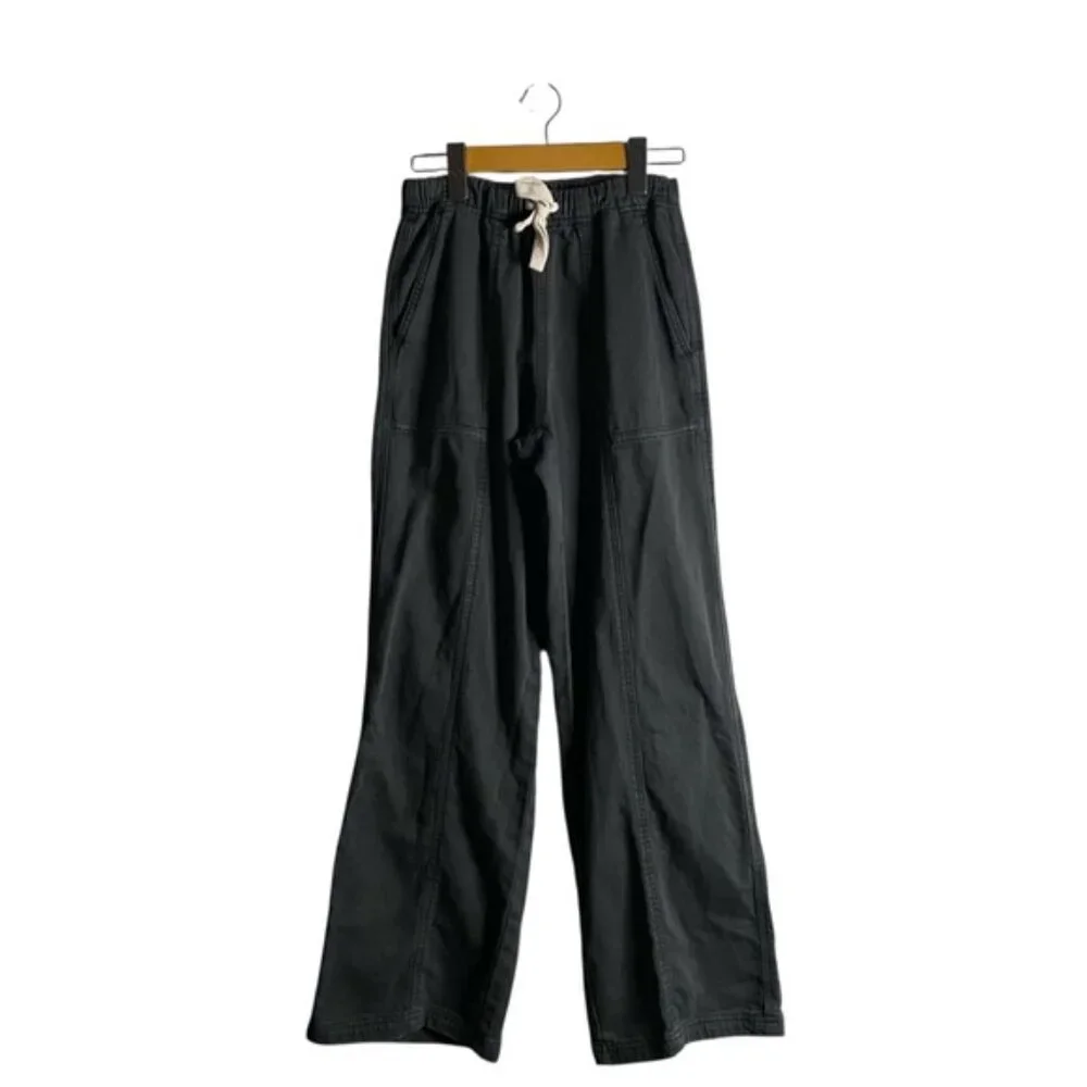 Aerie Women's Smoked Gray Me-Day Tie Waist Wide Leg Casual Pant - Picture 2 of 9